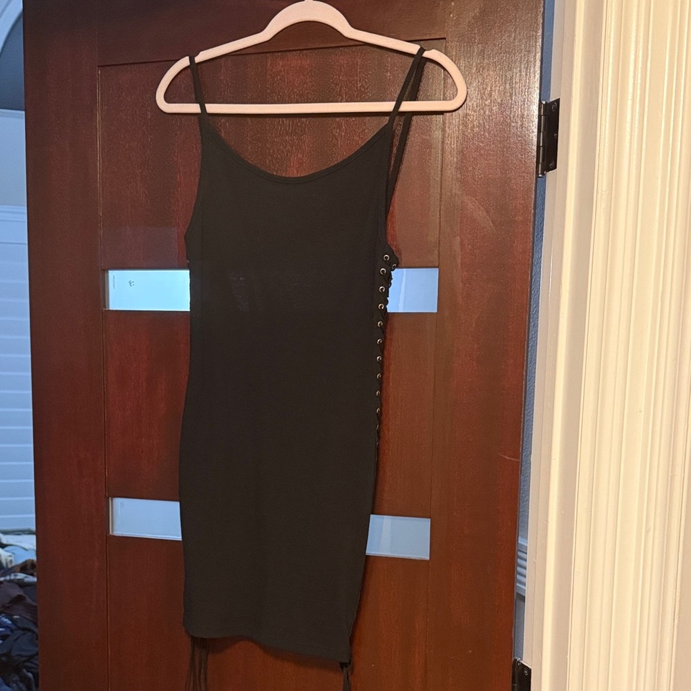 Silence + Noise Black Mini Dress with Side Details